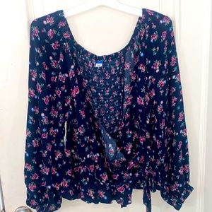 Navy Foral blouse